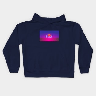 Synthwave 80's neon city Kids Hoodie